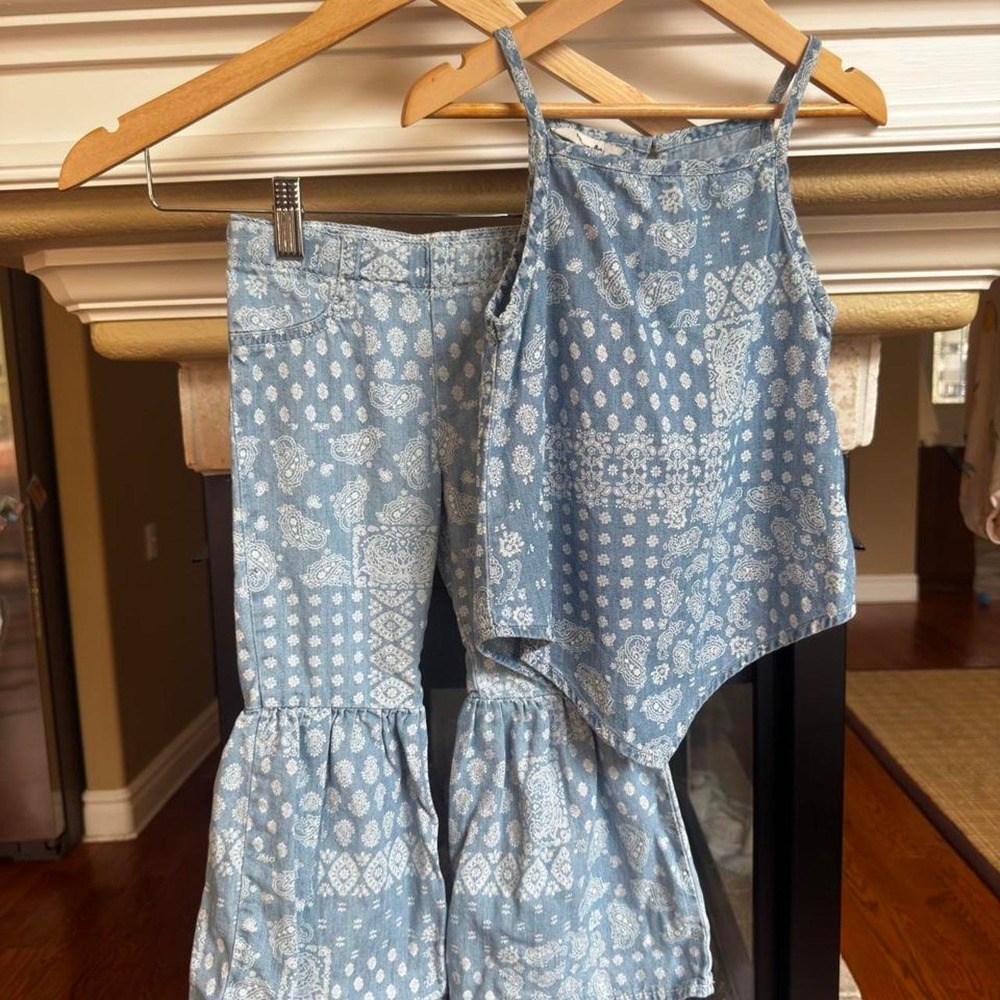 Wrangler Girls Western Paisley & Denim 2 Piece Set Size 4T Concert Cowgirl